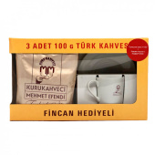 Кава мелена 3 по 100г +чашка з блюдцем Kurukahveci Mehmet Efendi